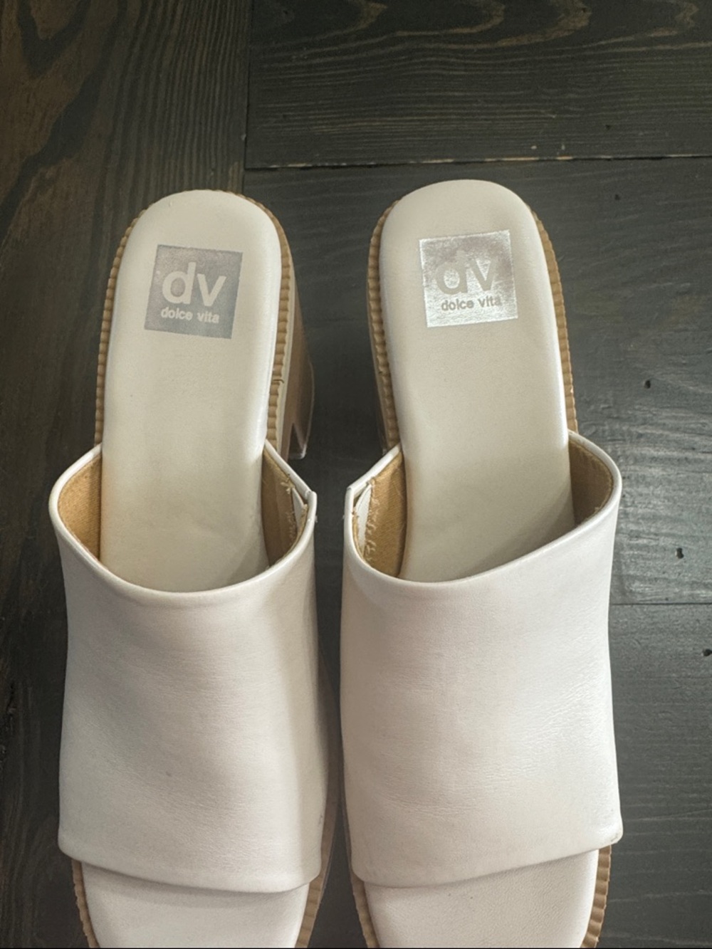 Dolce Vita Nikole 8.5 White Slide Platform Heels – Classic Open-Toe Mule - Picture 3 of 4